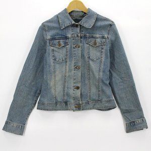 Riders Copper Collection Women's Blue Denim Metal Button Up Jean Jacket Medium
